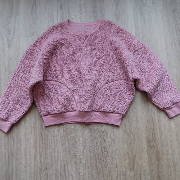 Victoria's Secret Pink Oversized Sherpa Pullover Crewneck Sweatshirt - Picture 1 of 7